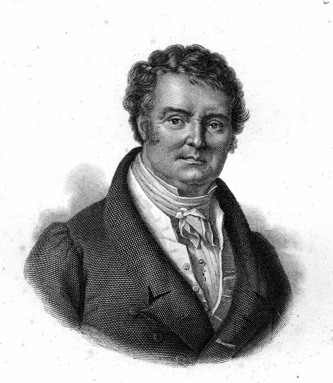 صورة لفرانسوا بروساي (1772-1838) ، أستاذ بكلية الطب في باريس ، نقش من القرن التاسع عشر بواسطة فنان غير معروف