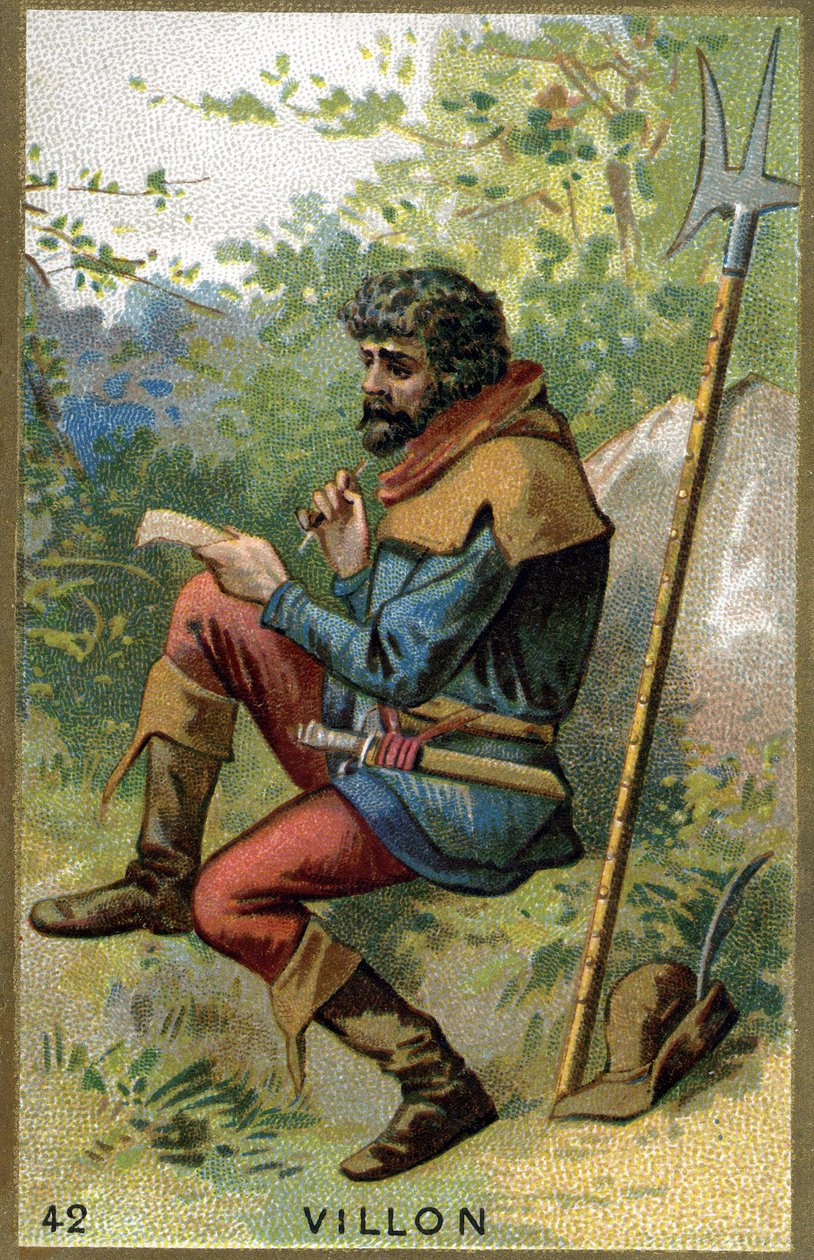 صورة لفرانسوا فيلون (حوالي 1431 - بعد 1463) ، الشاعر الفرنسي. الطباعة الحجرية الملونة في القرن التاسع عشر. بواسطة فنان غير معروف