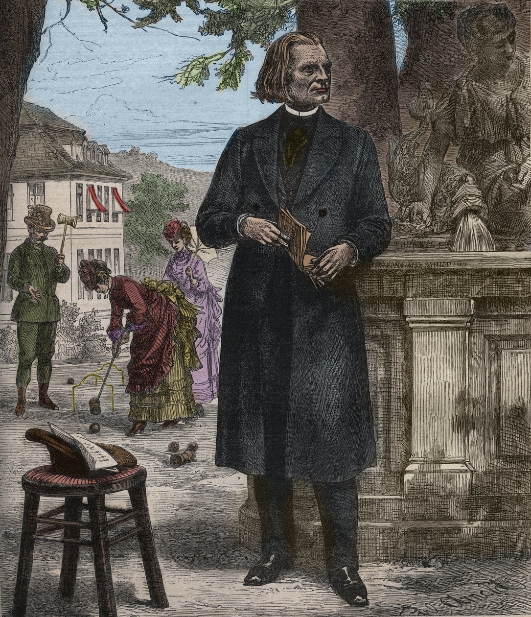 صورة لفرانز ليزت (1811-1886) ، الملحن المجري وعازف البيانو والقائد (فرانز ليزت ، الملحن المجري ، عازف البيانو والقائد) نقش في "الموسيقى الشعبية" "" صحيفة أسبوعية شهيرة - 1882 بواسطة فنان غير معروف