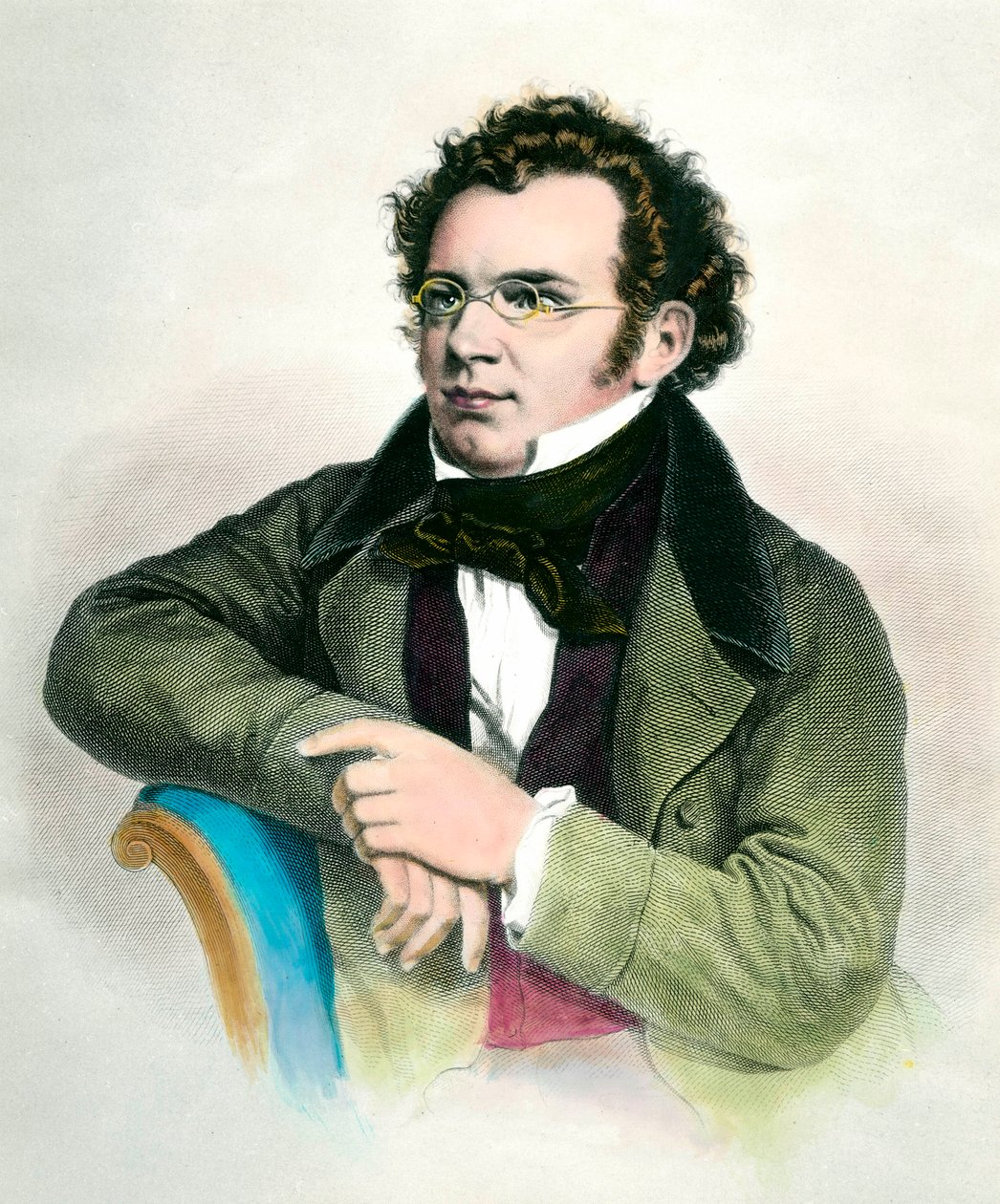 صورة لفرانز شوبرت (1797-1828) ، الملحن النمساوي. نقش القرن التاسع عشر. مجموعة خاصة بواسطة فنان غير معروف