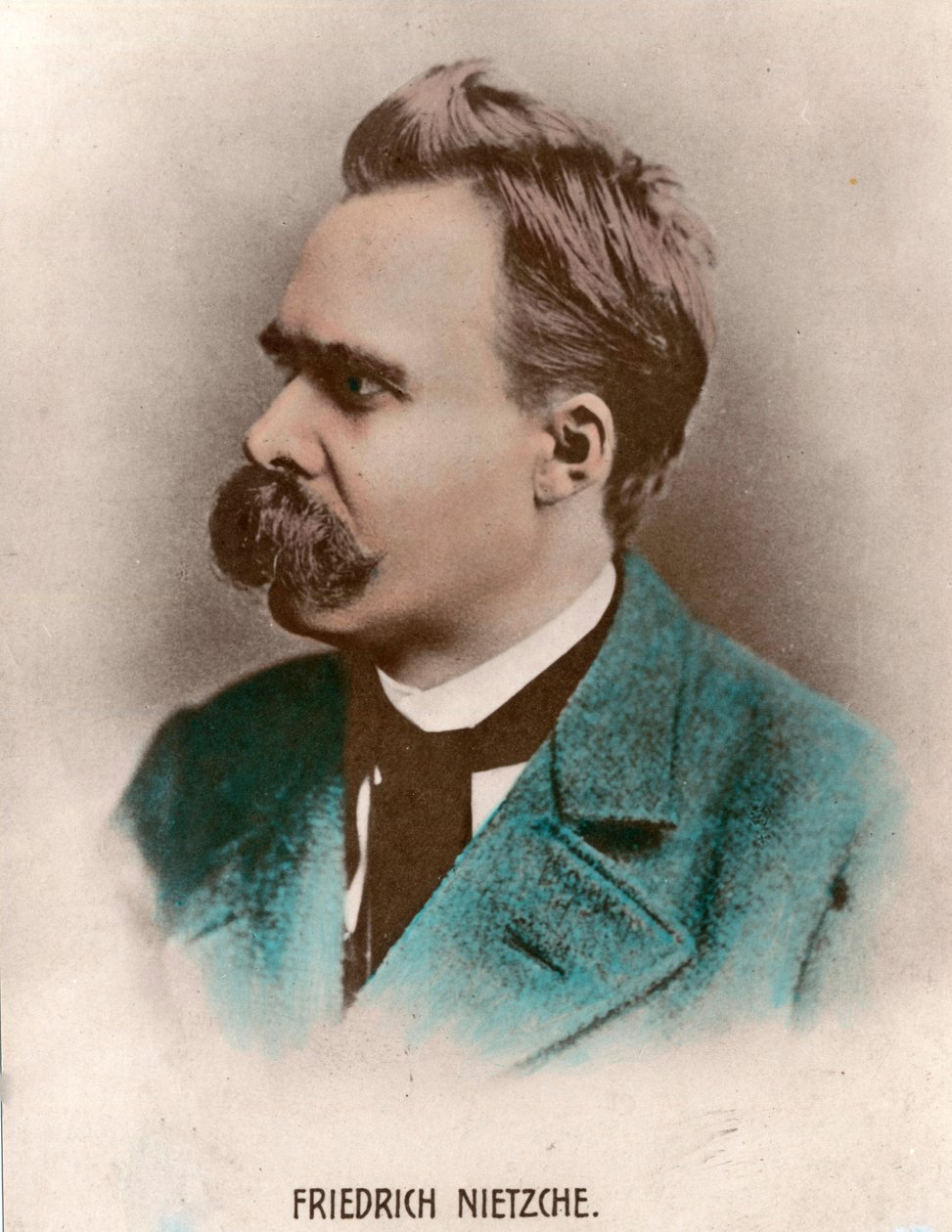 صورة للفيلسوف الألماني فريدريك نيتشه (1844-1900). نقش القرن التاسع عشر. مجموعة خاصة. بواسطة فنان غير معروف