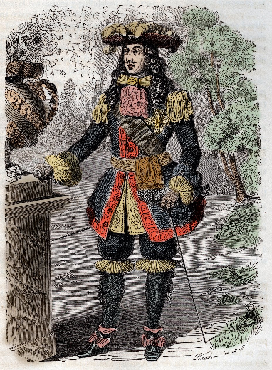 صورة لغابرييل نيكولاس دي لا ريني (1625-1709) رئيس أول ملازم أول في شرطة باريس "(صورة غابرييل نيكولاس دي لا ريني مؤسس أول قوة شرطة حديثة) نقش مجموعة خاصة من القرن التاسع عشر بواسطة فنان غير معروف