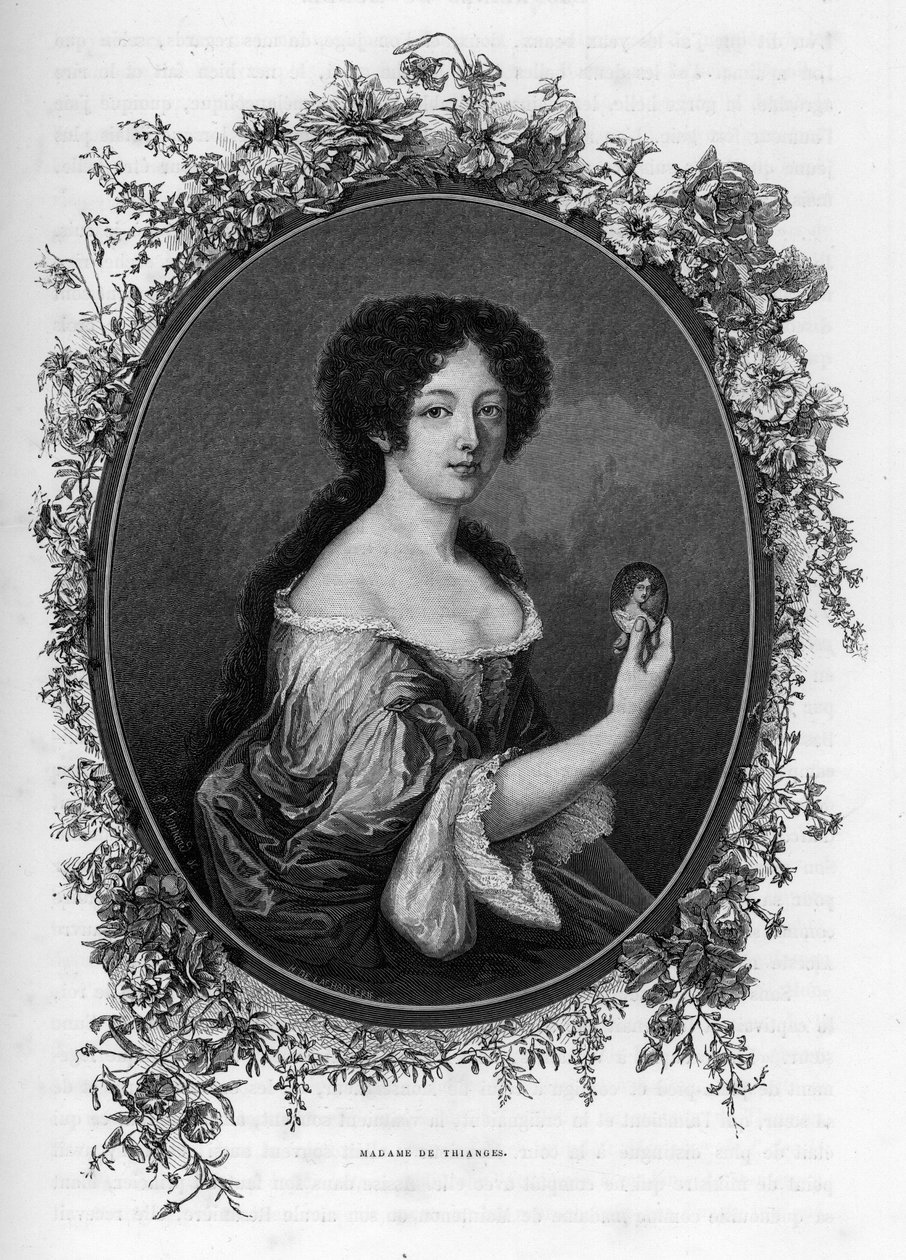 صورة لغابرييل دي روششوارت دي مورتيمارت ، ماركيز دي ثيانجيس (1633-1693) ، أرستقراطي فرنسي - نقش عام 1862 في "ملكات العالم" لكتابنا الأوائل. تم نشر الكتاب تحت إشراف JGD ARMENGAUD. بواسطة فنان غير معروف