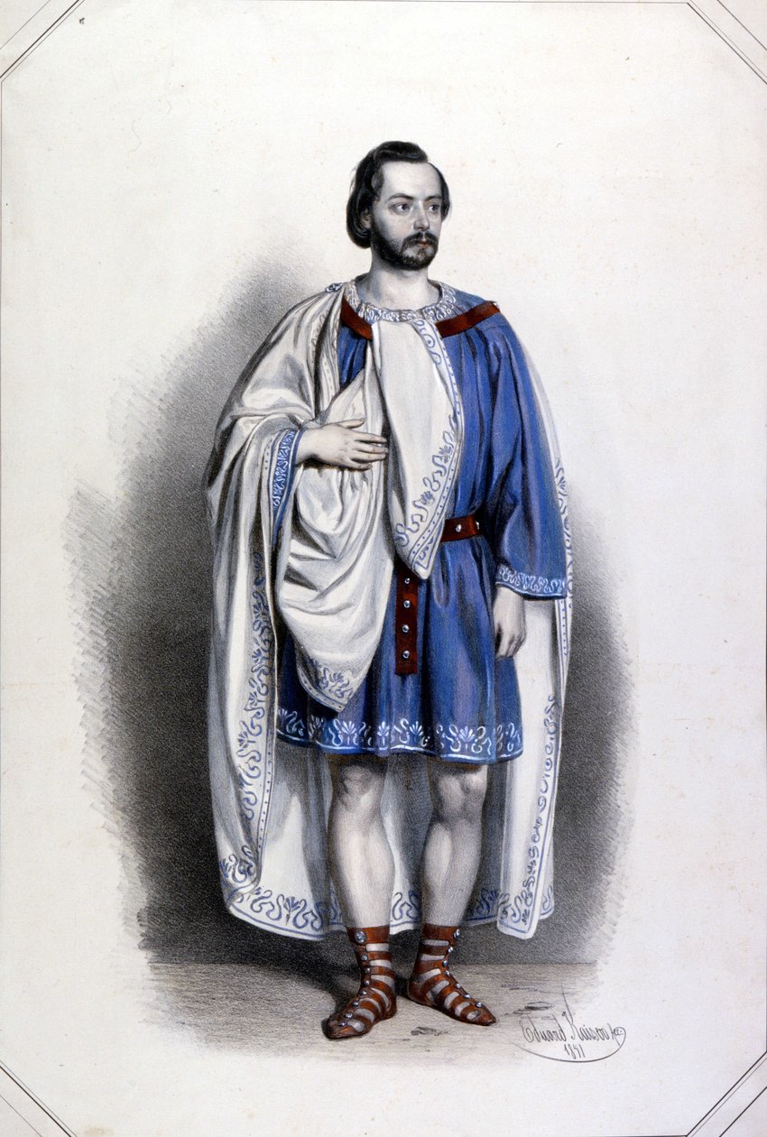 صورة لغايتانو فراشيني (1816-1887) في دور فورستو في أوبرا "أتيلا" لجوزيبي فيردي (1813-1901) في القرن التاسع عشر بواسطة فنان غير معروف