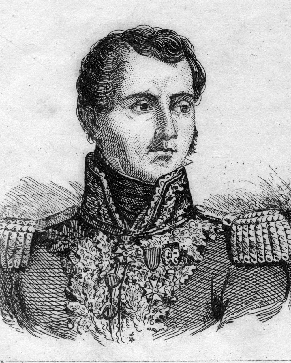 صورة للجنرال بيير فرانسوا جوزيف دو كريك دقيق 1770-1835. نقش من القرن التاسع عشر. بواسطة فنان غير معروف