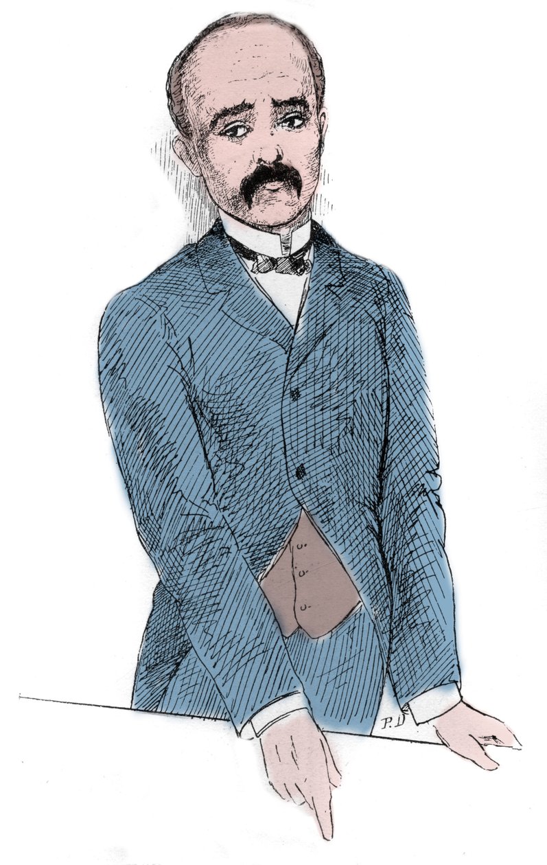 صورة لجورج بنجامين كليمنصو (1841-1929) سياسي فرنسي خلال المناقشات حول مسألة تونكين وفرنسا. نقش في "" Le Monde Illustré "" بواسطة فنان غير معروف