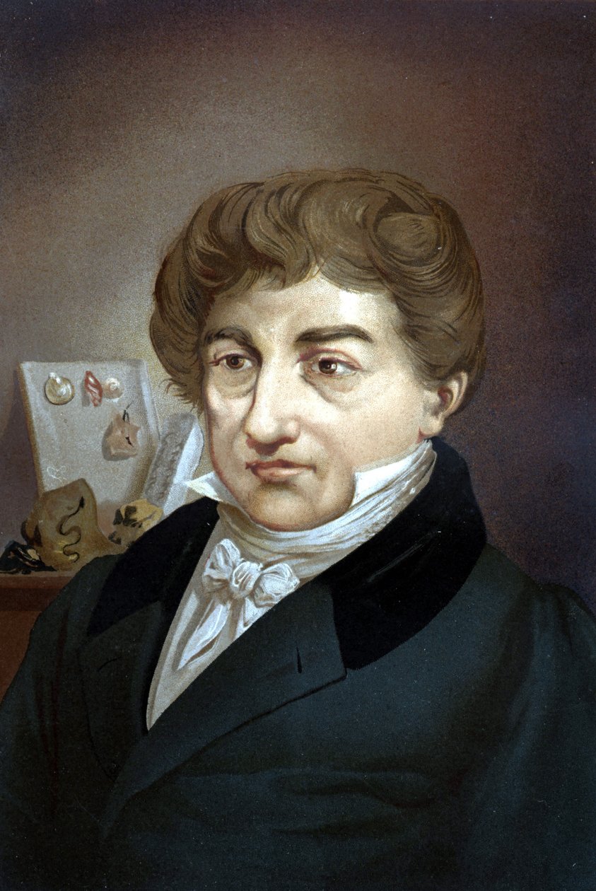 صورة لجورج كوفييه (1764-1832) من "العلم ورجاله" للويس فيغير. برشلونة 1881 بواسطة فنان غير معروف