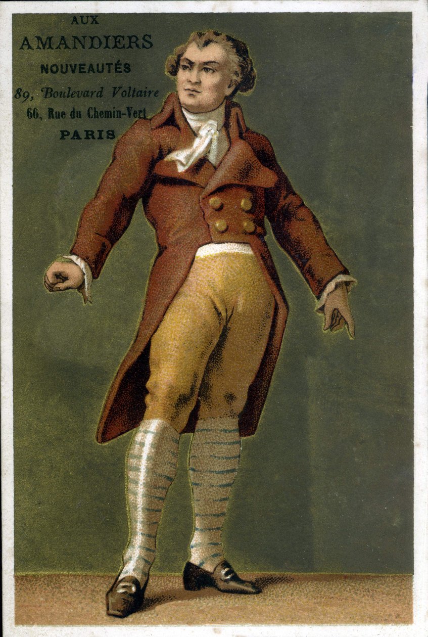 صورة لجورج جاك دانتون (1759 - 1794) ، سياسي فرنسي. الطباعة الحجرية الملونة في أواخر القرن التاسع عشر. بواسطة فنان غير معروف