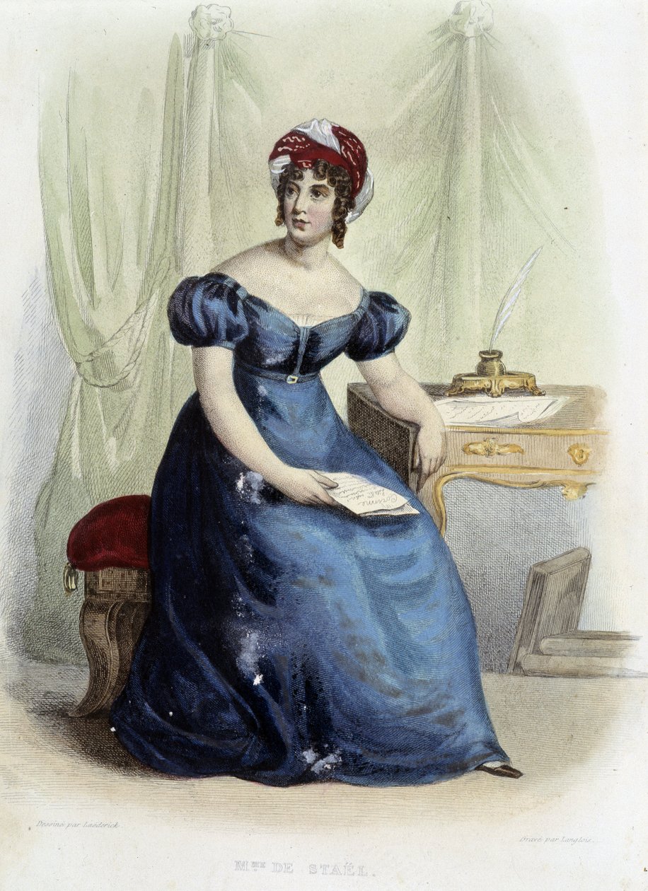 صورة لجيرمين نيكر ، بارونة Stael Holstein (Stael-Holstein) dit Madame de Stael (1766-1817) - في "" Le Plutarque Français "، محرر. مينيت بواسطة فنان غير معروف