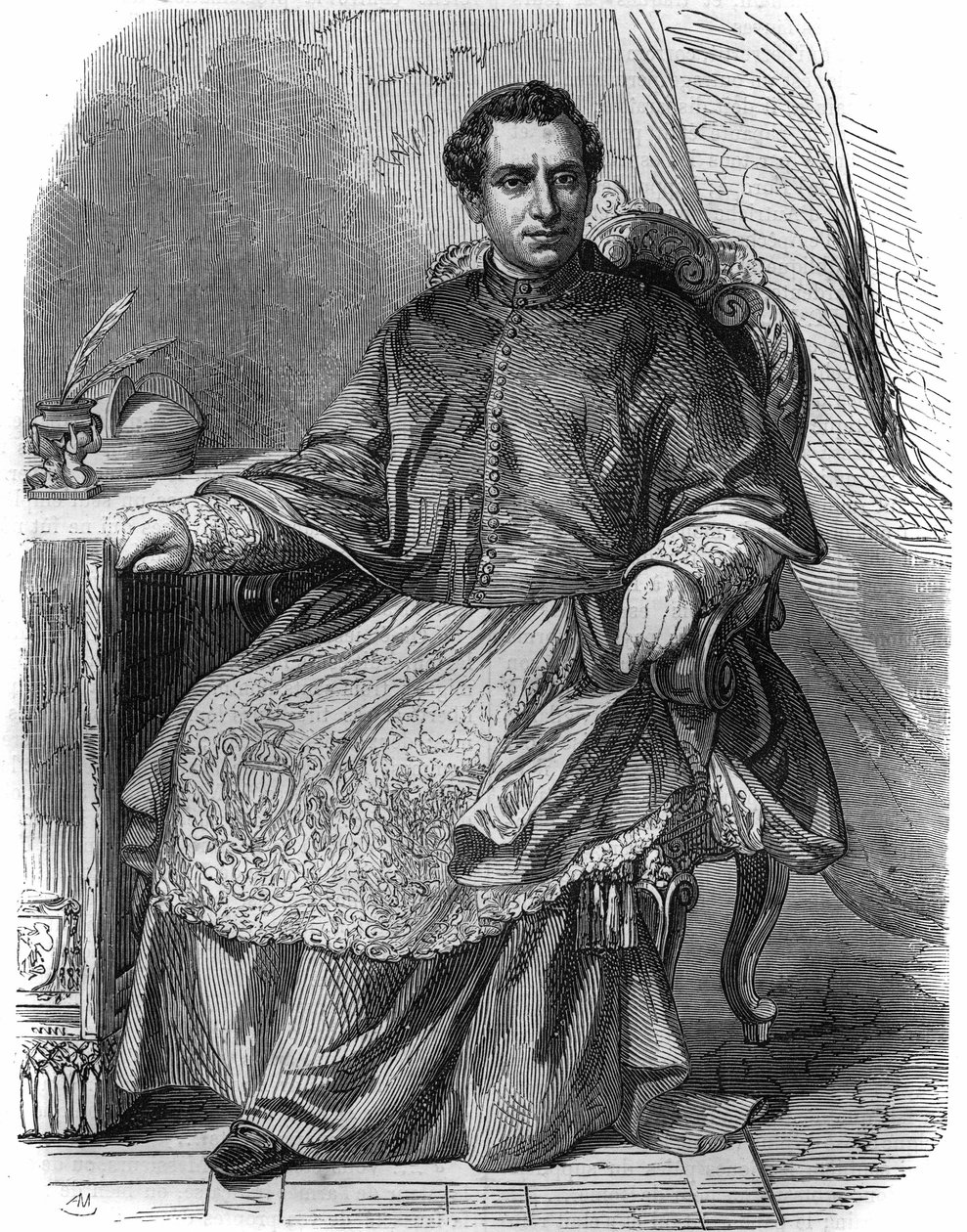 صورة لجياكومو أنتونيلي (1808-1878) ، الكاردينال الإيطالي ووزير الدولة للحكومة البابوية. بواسطة فنان غير معروف