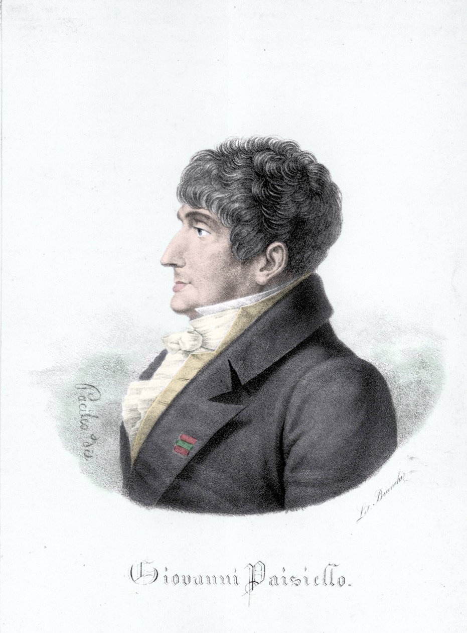 صورة جيوفاني بيزيلو (أو Paesiello أو Paesieillo) (1740-1816) ، الملحن الإيطالي. نقش القرن التاسع عشر بواسطة فنان غير معروف