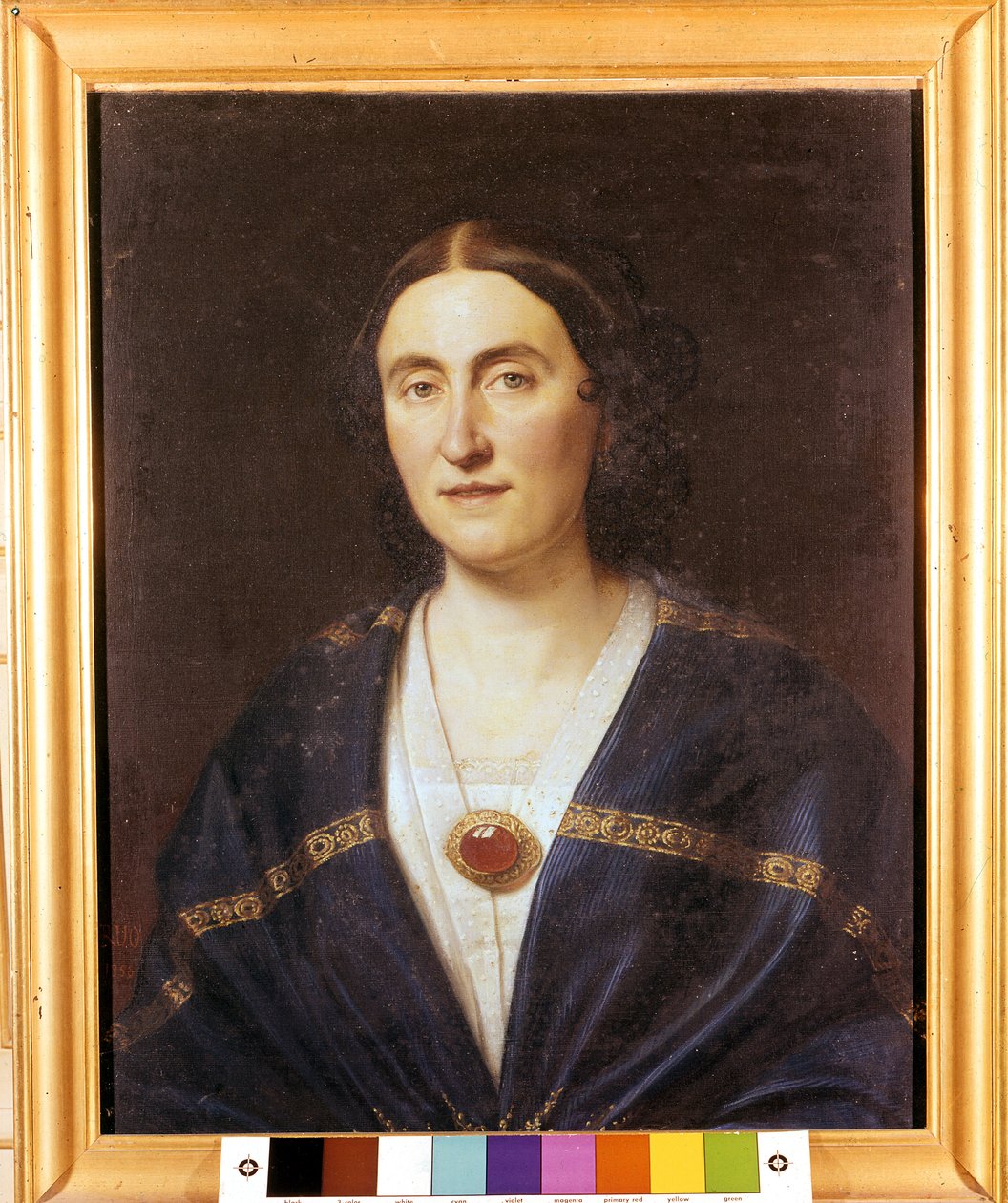 صورة لجوزيبينا ستريبوني (1815-1897) ، السوبرانو وزوجة جوزيبي فيردي ”” لوحة مجهولة. حوالي عام 1850. سانت أغاتا دي فيلانوفا سولاردا ، فيلا فيردي بواسطة فنان غير معروف