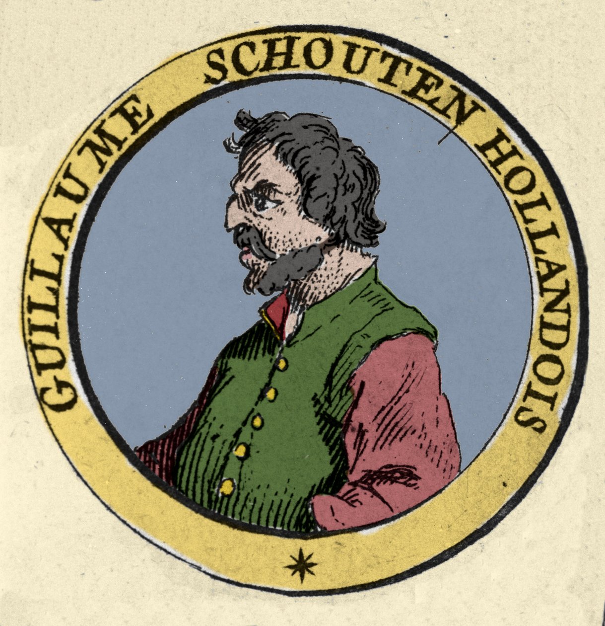 صورة غيوم (ويليم كورنيليز) سكوتن (أو سكوتن) (1567-1625) الملاح الهولندي. نقش القرن التاسع عشر بواسطة فنان غير معروف