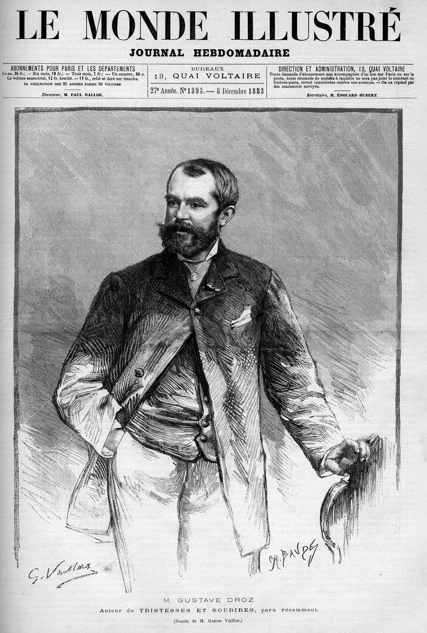صورة لجوستاف دروز (1832-1895) ، رسام وروائي فرنسي. نقش في "" Le Monde Illustré "" بواسطة فنان غير معروف