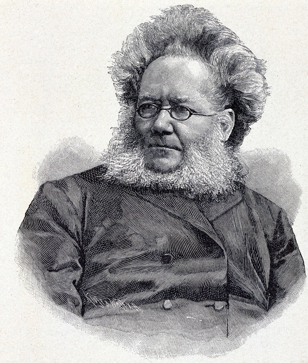 صورة هنريك (هنري) يوهان إبسن (1828-1906) ، شاعر وكاتب مسرحي نرويجي ، نقش القرن التاسع عشر بواسطة فنان غير معروف