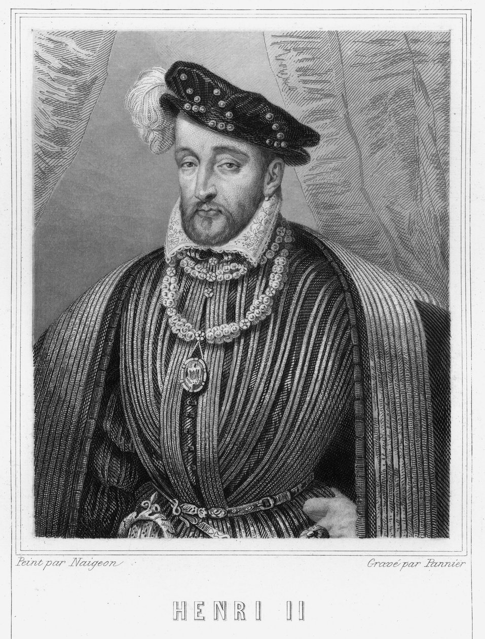 صورة هنري الثاني (1519 - 1559) ، ملك فرنسا - في "Histoire des Français" للافالي ، نقش ، بدون تاريخ. بواسطة فنان غير معروف
