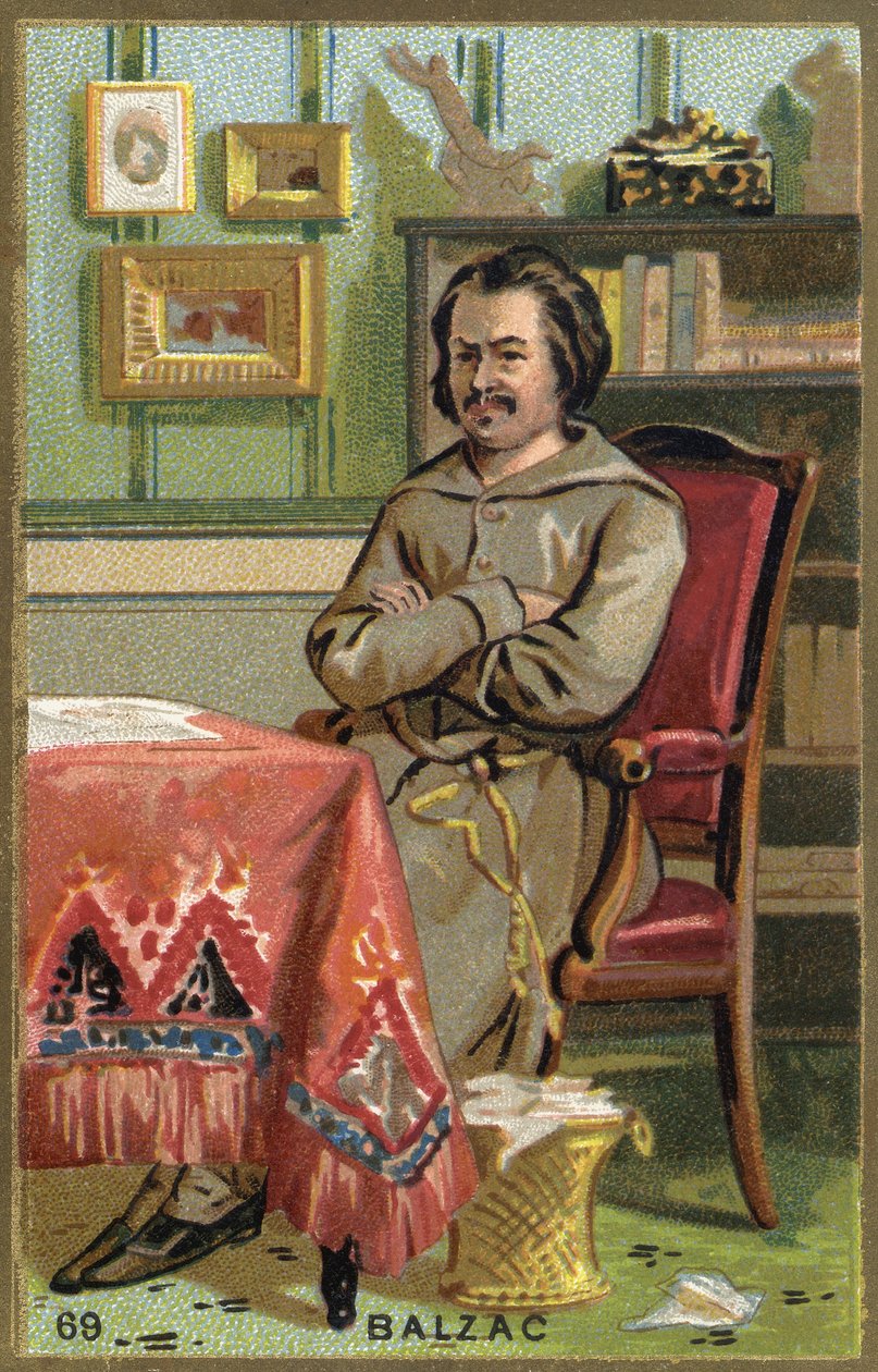 بورتريه أونوريه دي بلزاك (1799-1850) ، كاتب فرنسي. الطباعة الحجرية الملونة في القرن التاسع عشر. بواسطة فنان غير معروف