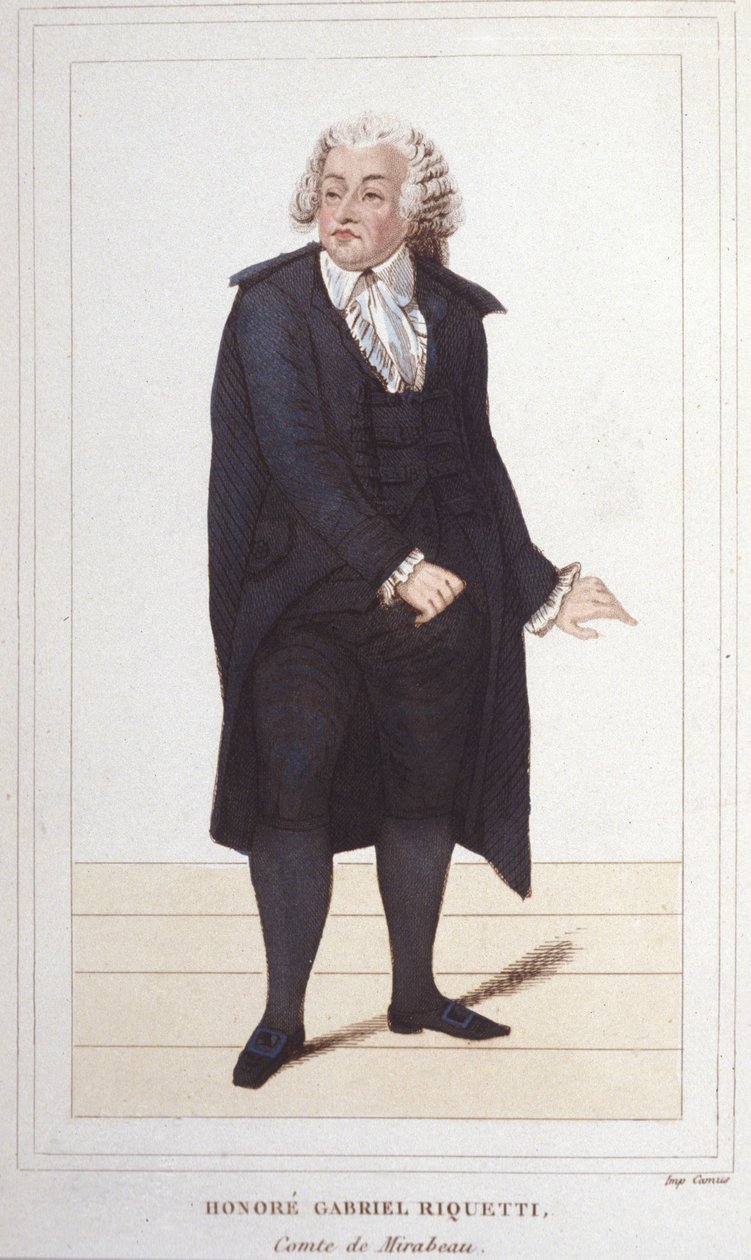 صورة للشرف غابرييل (هونوري-غابرييل) ريكويتي ، إيرل ميرابو (1749-1791) ، سياسي فرنسي. نقش 1830 بواسطة فنان غير معروف