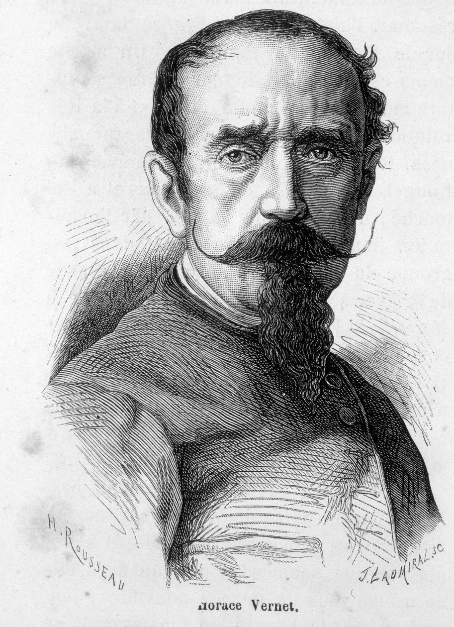 أصبحت صورة هوراس فيرنيه (1789-1863) ، الرسام ورسام الكاريكاتير الفرنسي ، البونابارتي المتحمّس ، الرسام الرسمي لنابليون الثالث. بواسطة فنان غير معروف