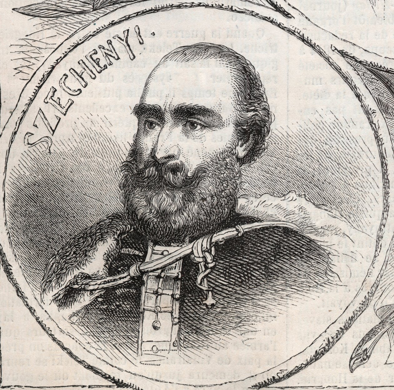 صورة إستفان سيشيني (1791-1860) ، سياسي مجري - نقش من "" العالم المصور "" بواسطة فنان غير معروف