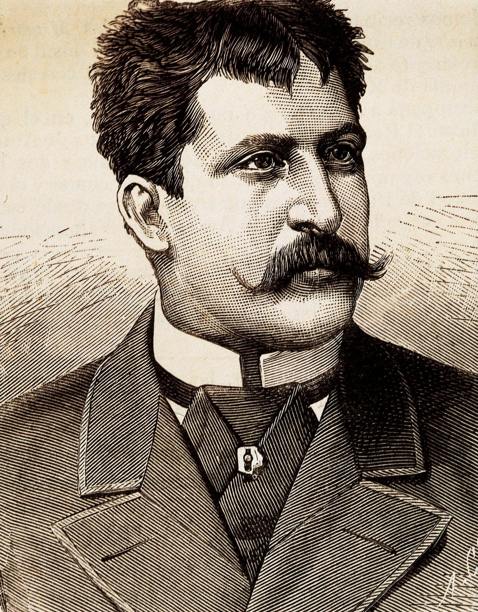 صورة للمغني الإيطالي ماتيا باتيستيني (1857-1928). نقش القرن التاسع عشر. بواسطة فنان غير معروف