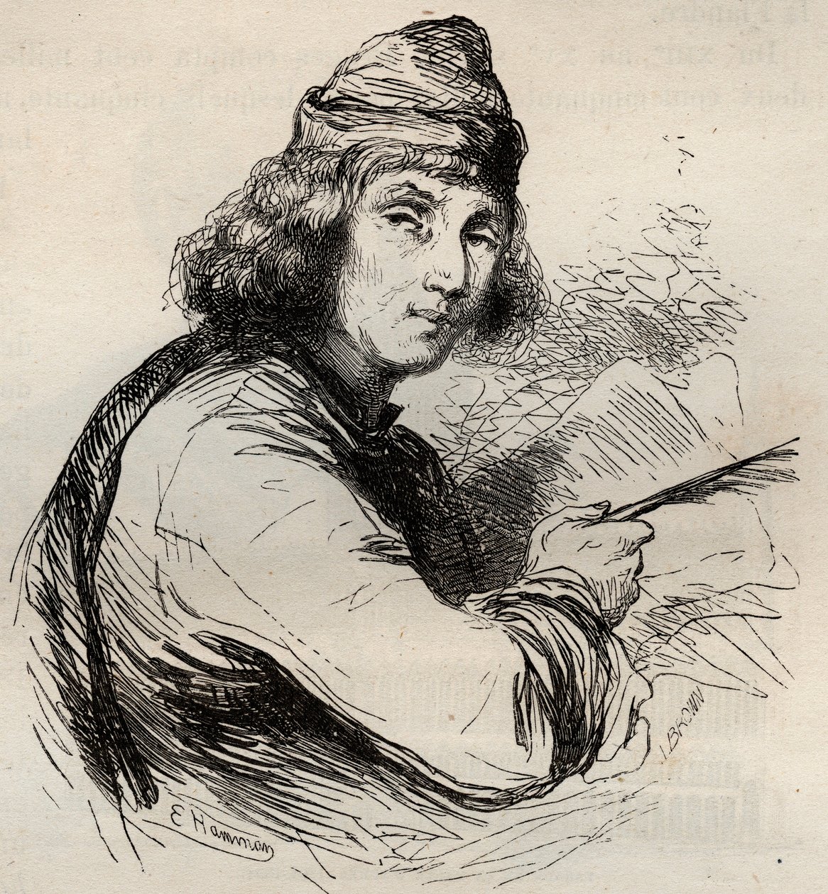 صورة لجاك فان ميرلانت (جاكوب فان ميرلانت) (1240-1300) كاتب فلمنكي. نقش من عام 1868 في "Histoire de Belgique من العصور البدائية حتى نهاية عهد ليوبولد الأول" بقلم ثيودور جوست (1818-1888). مجموعة خاصة. بواسطة فنان غير معروف