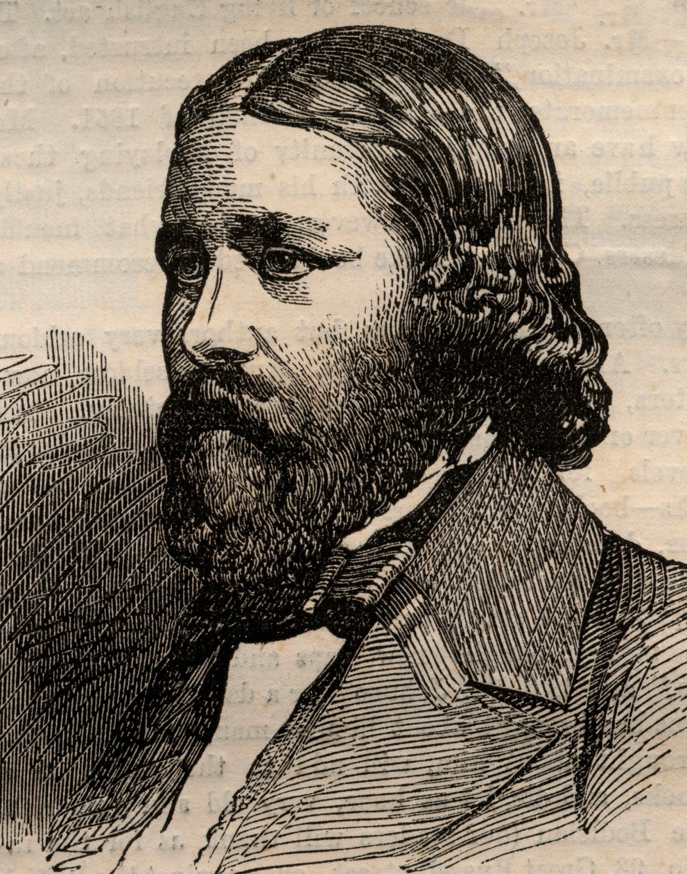 صورة لجيمس راسل لويل (1819-1891) ، شاعر أمريكي. نقش في "" أخبار لندن المصورة "بتاريخ ٢٠ مارس ١٨٥٨. بواسطة فنان غير معروف