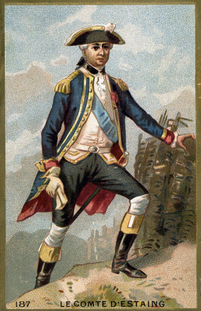 صورة جان بابتيست ، كونت إستينج (1729 - 1794) ، أميرال فرنسي. الطباعة الحجرية الملونة في القرن التاسع عشر. بواسطة فنان غير معروف