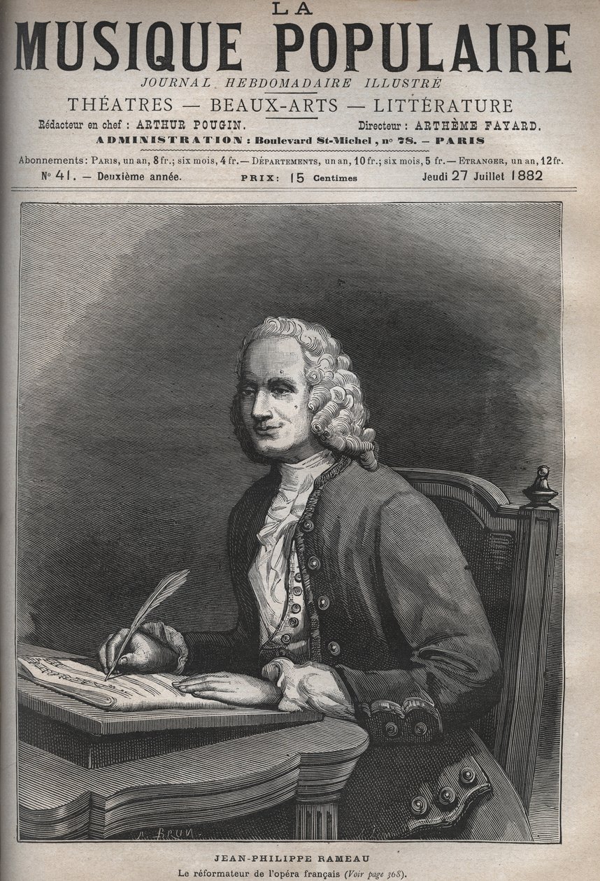 صورة جان فيليب رامو (1683-1764) - صورة جان فيليب (جان فيليب) رامو (1683-1764) ، مؤلف موسيقي فرنسي - نقش في جريدة أسبوعية شهيرة "La musique populaire" "" - 1882 بواسطة فنان غير معروف