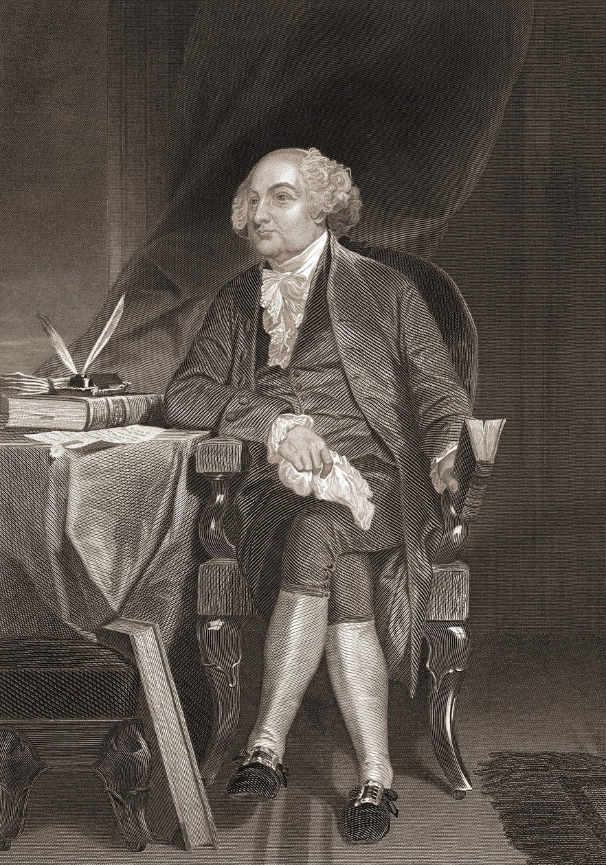 صورة جون آدامز (1735-1826) ، رجل الدولة الأمريكي والرئيس الثاني للولايات المتحدة. نقش القرن التاسع عشر بواسطة فنان غير معروف