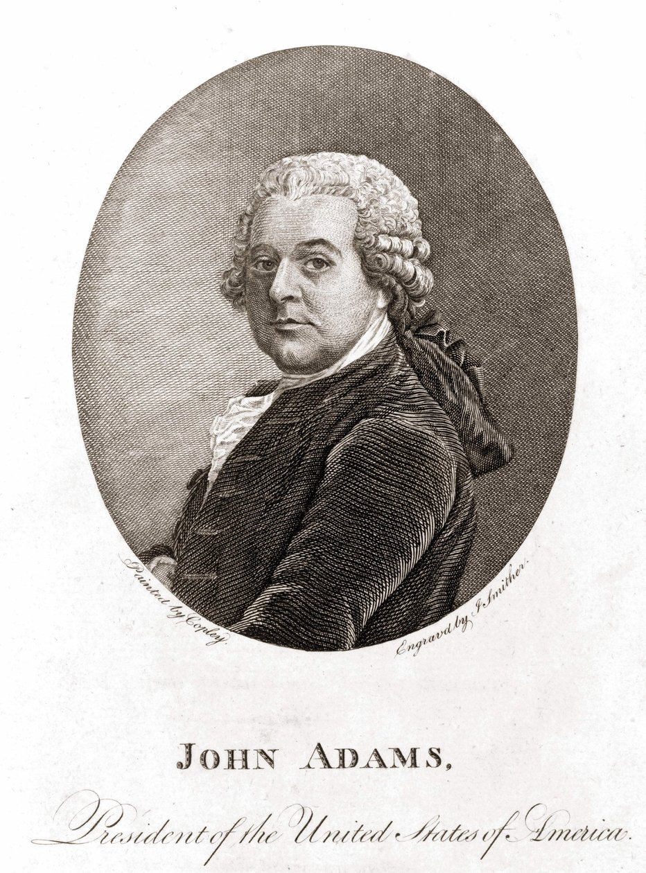 صورة جون آدامز (1735 - 1826) ، الرئيس الثاني للولايات المتحدة (1797 - 1801). نقش sd. القرن ال 19. بواسطة فنان غير معروف