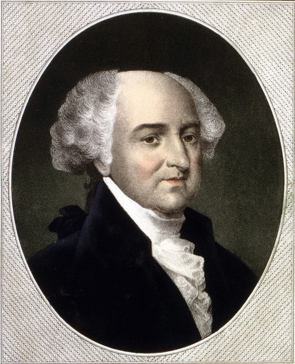 صورة جون آدامز (1735 - 1826) ، الرئيس الثاني للولايات المتحدة (1797 - 1801). نقش sd. القرن ال 19. بواسطة فنان غير معروف