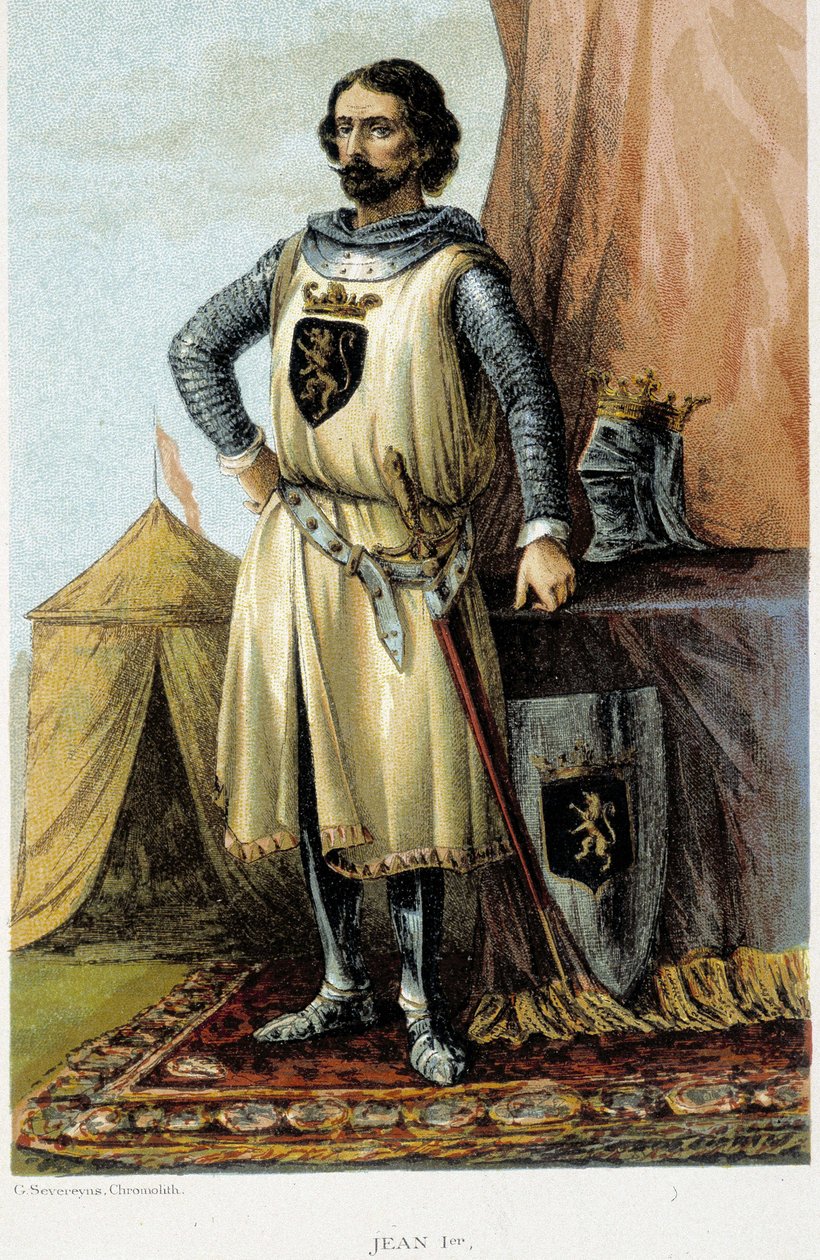 صورة جون الأول ، المعروف باسم المنتصر (1268-1294) ، دوق برابانت. الطباعة الحجرية الملونة في القرن التاسع عشر. بواسطة فنان غير معروف