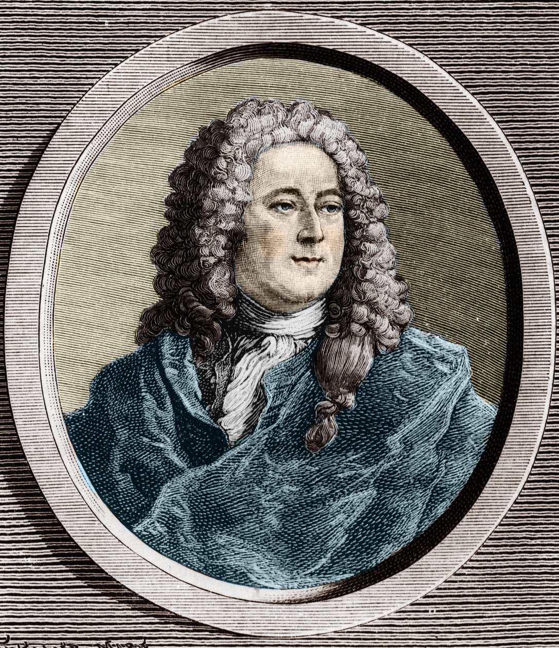 صورة لجون لو (1671 - 1729) ، المالية الاسكتلندية التي تسببت في الإفلاس عام 1720 (حدث شارع كوينكامبويكس) بواسطة فنان غير معروف