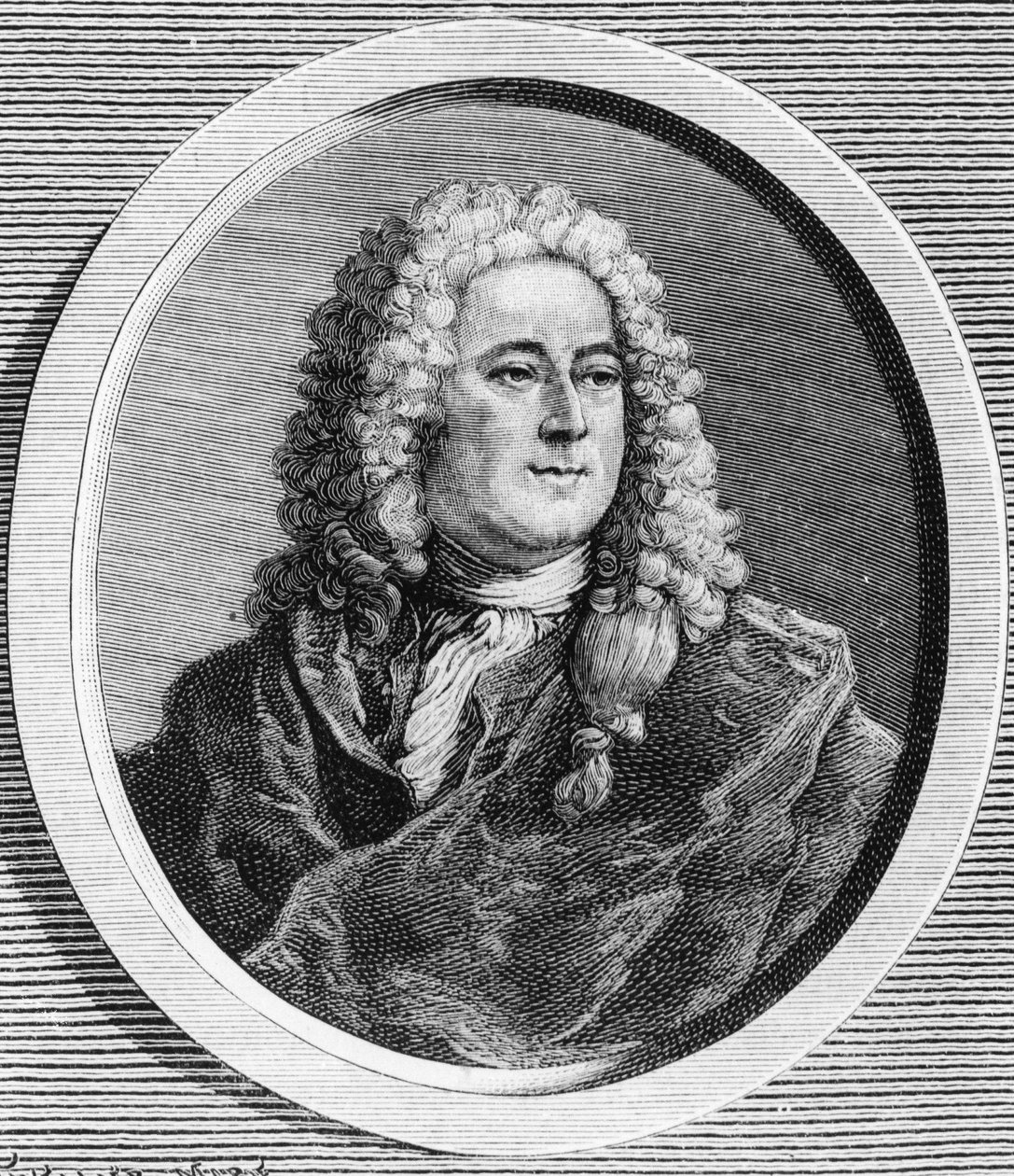 صورة لجون لو (1671 - 1729) ، مالي اسكتلندي تسبب في الإفلاس عام 1720 (حدث شارع كوينكامبويكس) - في فيلم "La France juive" للمخرج إدوارد درومون. بواسطة فنان غير معروف