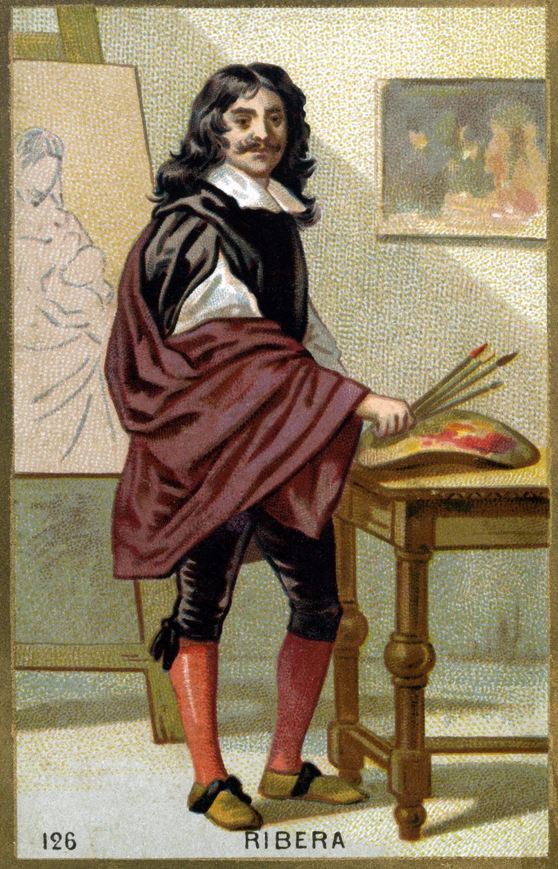 صورة خوسيه دي ريبيرا ديت إيل سبانيوليتو "الإسباني" (1591-1652) ، رسام ونقاش إسباني - الطباعة الحجرية الملونة من القرن التاسع عشر بواسطة فنان غير معروف