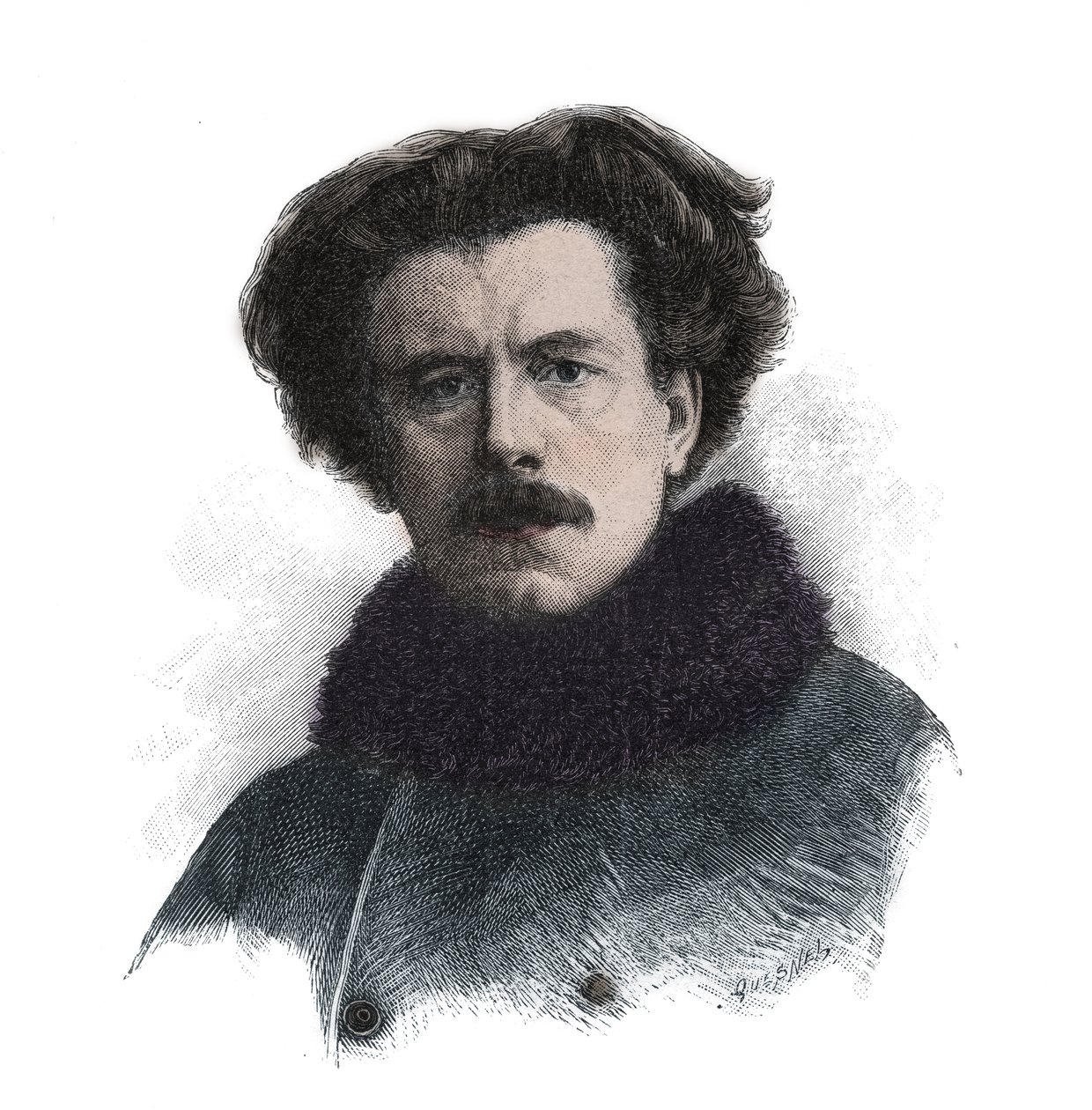 صورة لجوزيف أوغست موريس رولينات (1846-1903) شاعر إنجليزي - نقش بواسطة فنان غير معروف