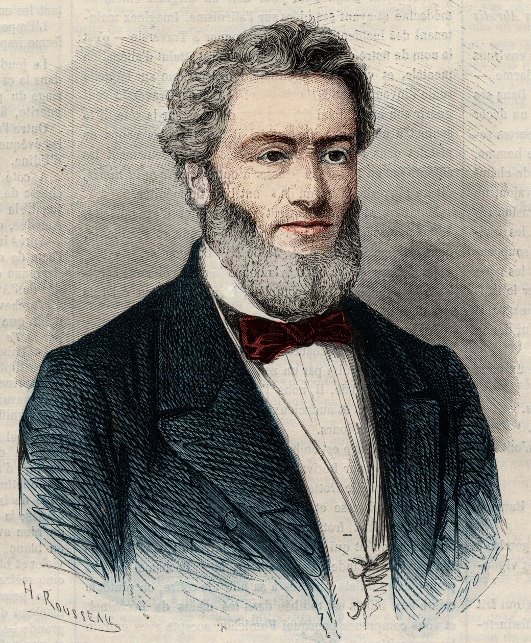 صورة لجول فافر (1809-1880) ، سياسي ومحامي فرنسي. نقش في "" L'Univers اللامع "" بواسطة فنان غير معروف
