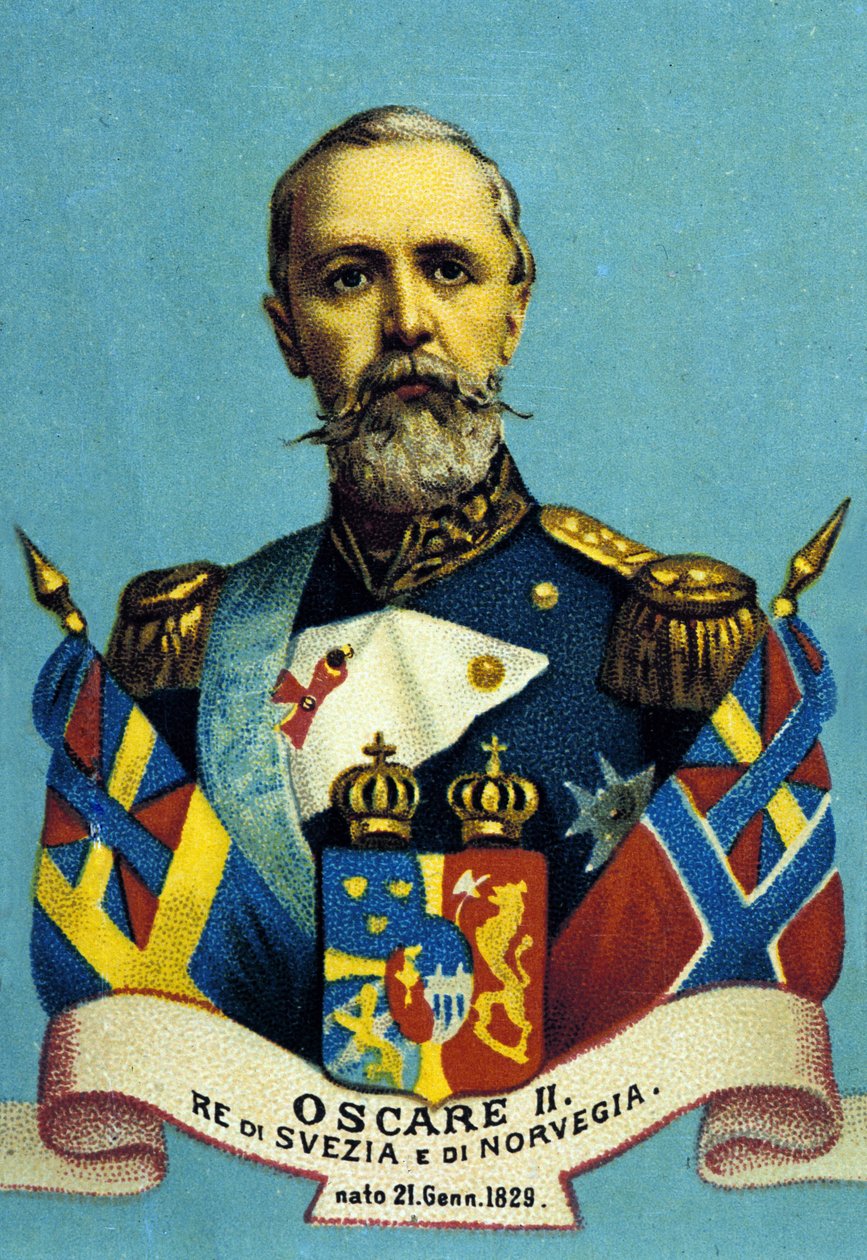 صورة للملك أوسكار الثاني. ملك السويد والنرويج. 1829-1907. بواسطة فنان غير معروف