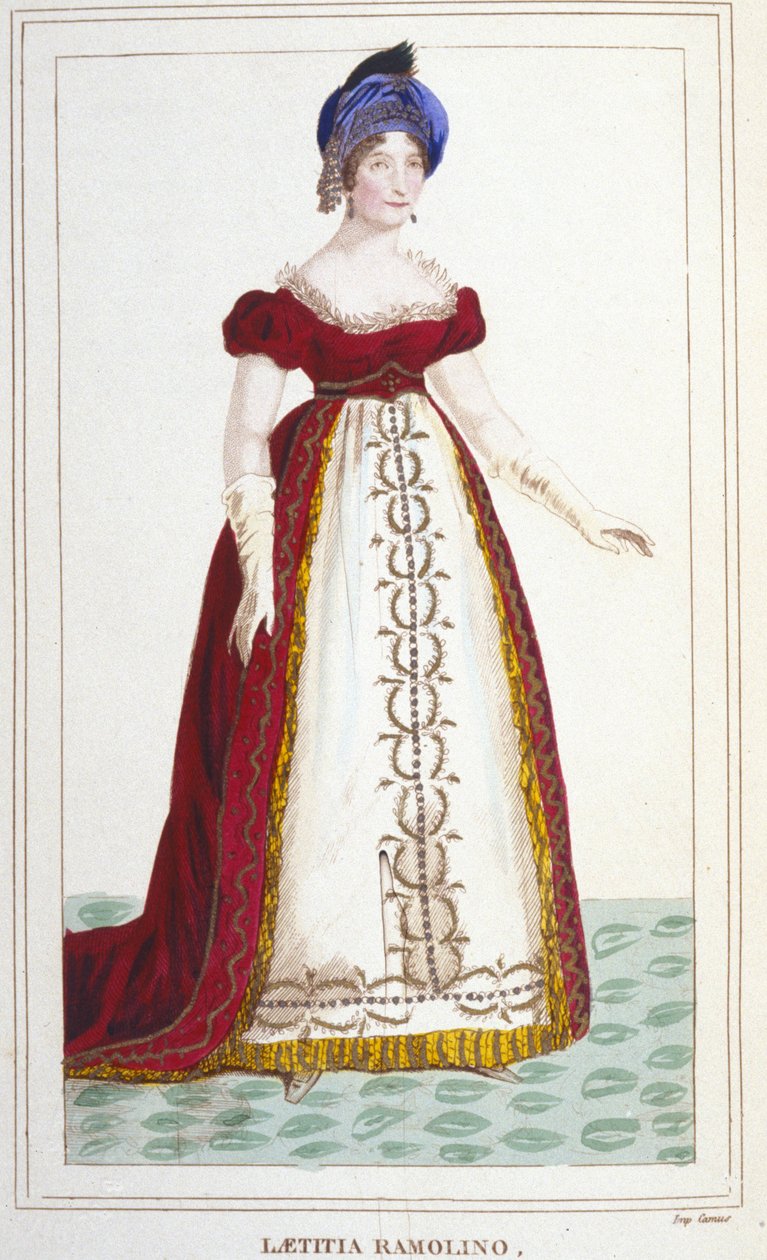 صورة لاتيتيا بونابرت (ليتيسيا ماريا رامولينو) (1750-1836) ، والدة نابليون الأول. نقش 1830 بواسطة فنان غير معروف