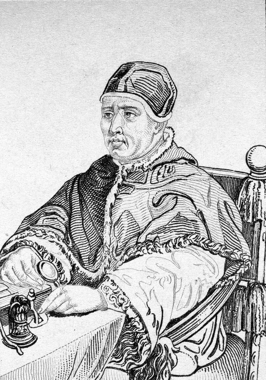 صورة ليون العاشر (يوحنا ميديشي) (1475-1521) ، البابا 215 (1513-1521). بواسطة فنان غير معروف