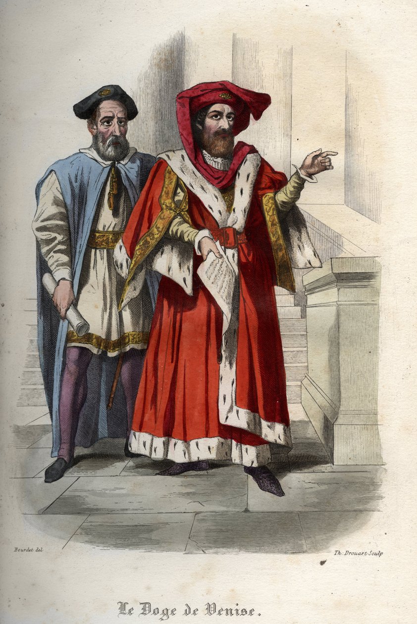 صورة ليوناردو لوريدان (لوريدانو) (1436-1521) ، دوج جمهورية البندقية. نقش من عام 1842 في "تاريخ الباباوات" لموريس لاشاتر. مجموعة خاصة. بواسطة فنان غير معروف