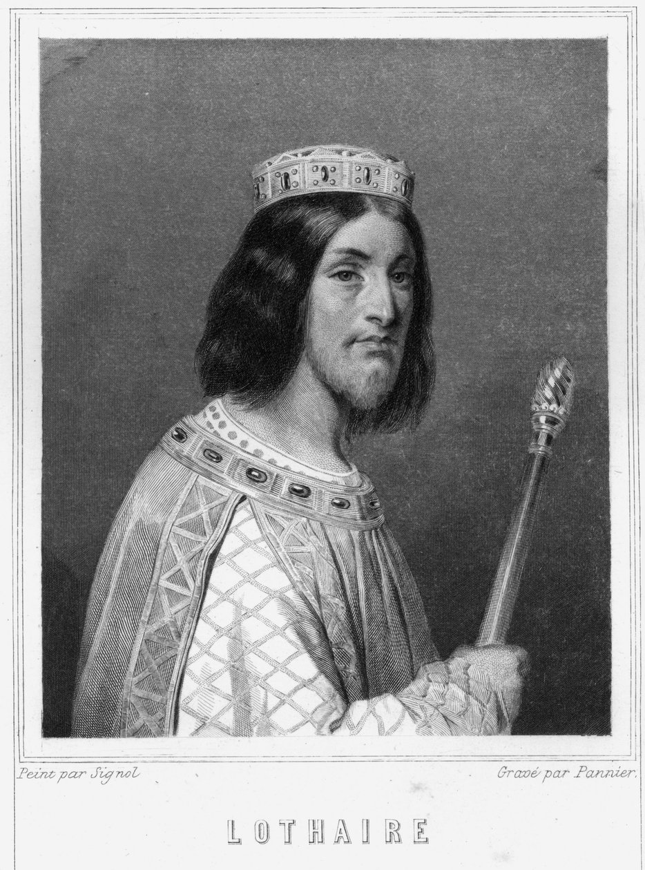 صورة لوثير (941-986) ، ملك الفرنجة - في "Histoire des Français" للافالي ، نقش ، sd. بواسطة فنان غير معروف