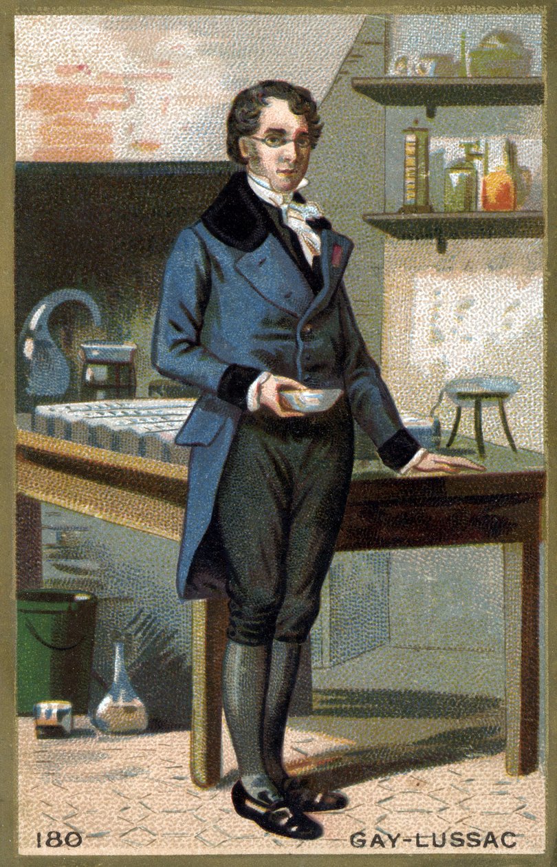 صورة لويس جوزيف جاي لوساك (لويس جوزيف جاي لوساك) (1778-1850) ، عالم فيزيائي وكيميائي فرنسي. الطباعة الحجرية الملونة في القرن التاسع عشر. بواسطة فنان غير معروف