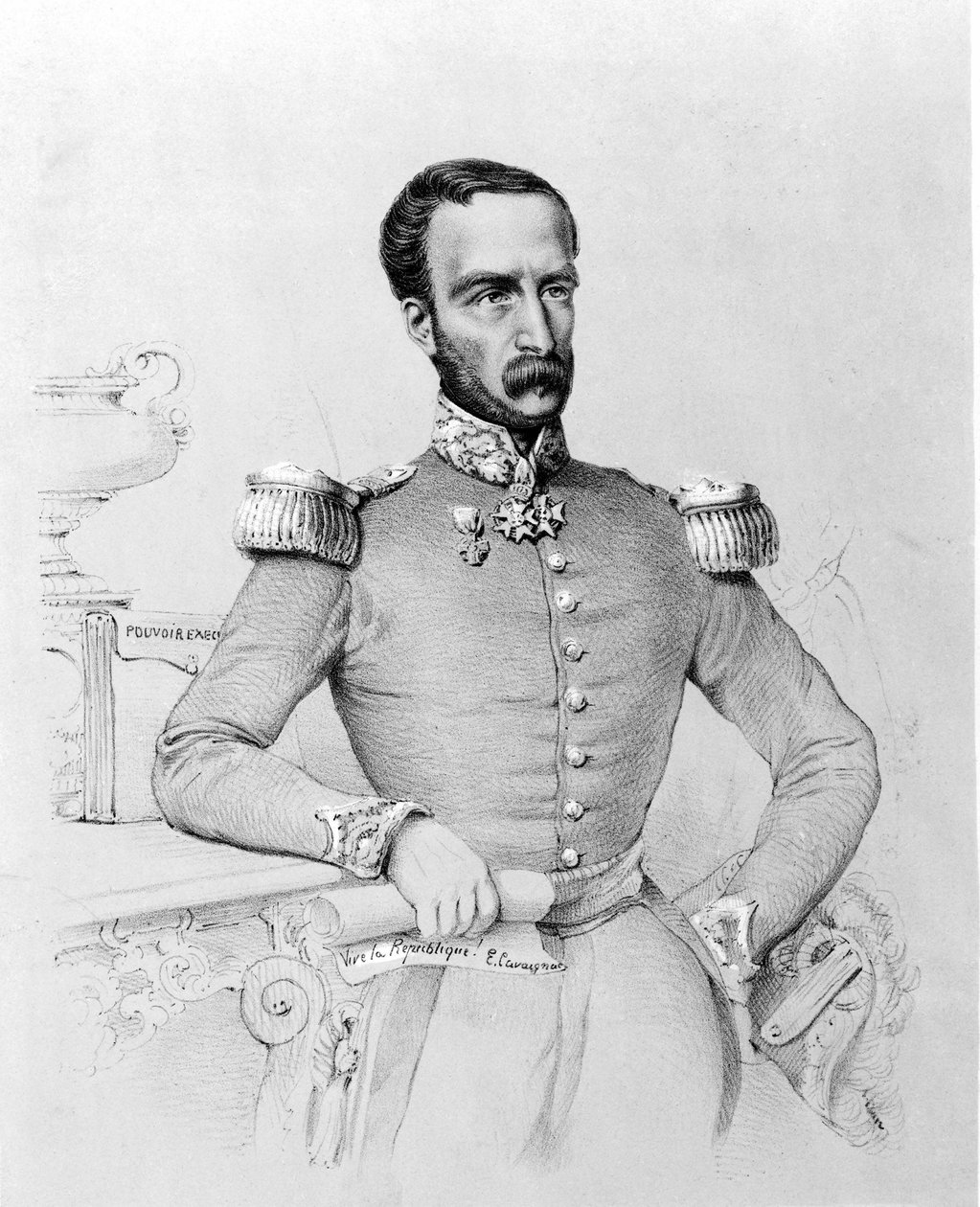 صورة لويس يوجين كافينياك (1802-1857) ، جنرال وسياسي فرنسي. نقش v. 1848. بواسطة فنان غير معروف