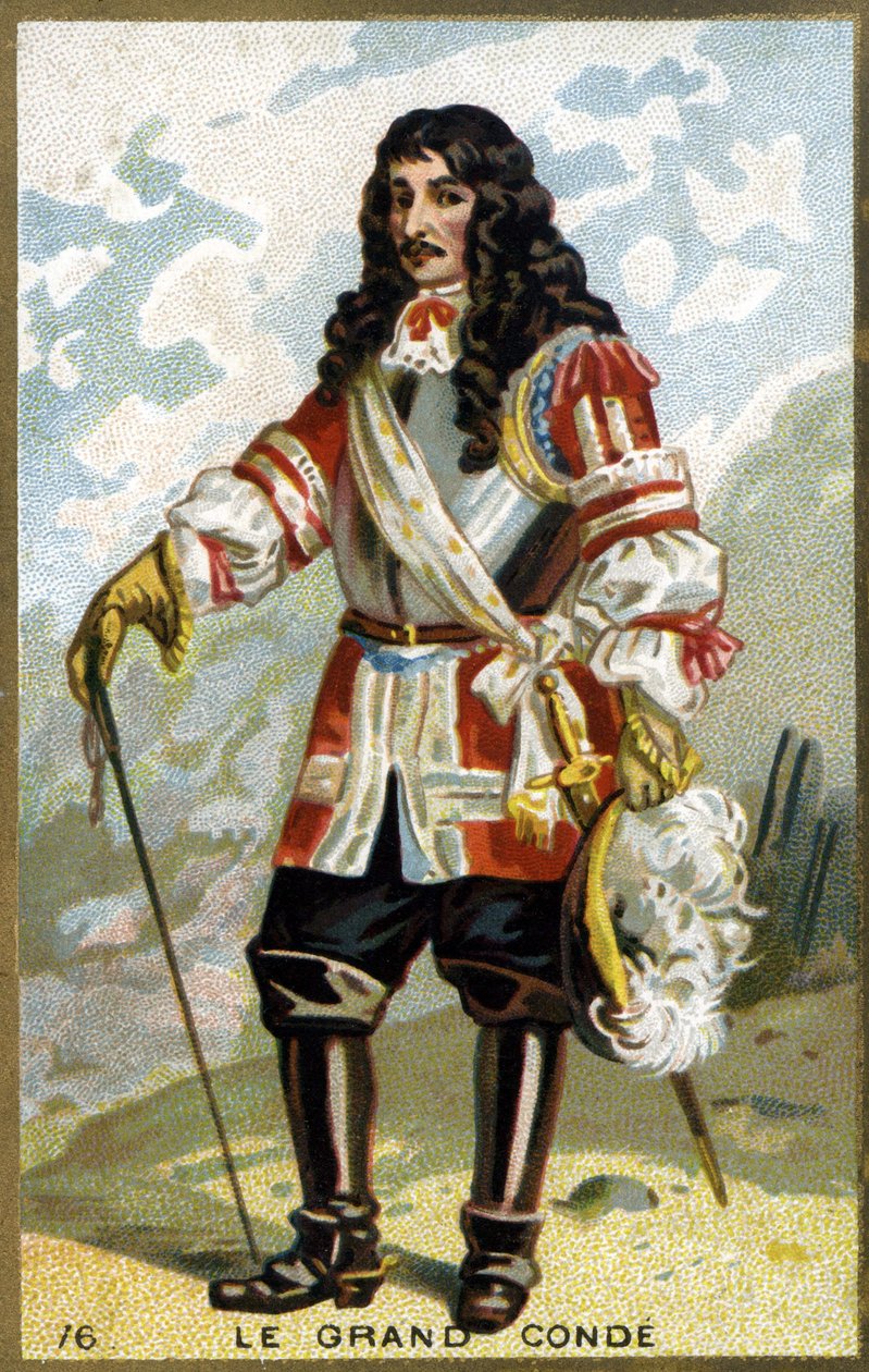 صورة لويس الثاني من بوربون ، أمير كوندي الرابع (بوربون كوندي) ، المعروف باسم غراند كوندي (1621 - 1686). الطباعة الحجرية الملونة في القرن التاسع عشر. بواسطة فنان غير معروف