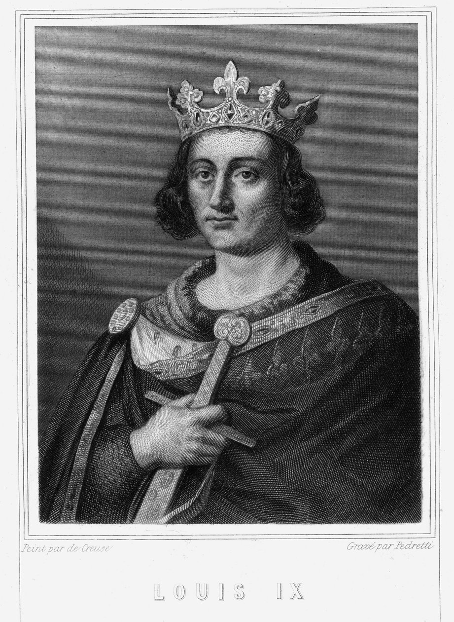 صورة لويس التاسع أو القديس لويس (1214-1270) ، ملك فرنسا - في "Histoire des Français" للافالي ، نقش ، بدون تاريخ. بواسطة فنان غير معروف