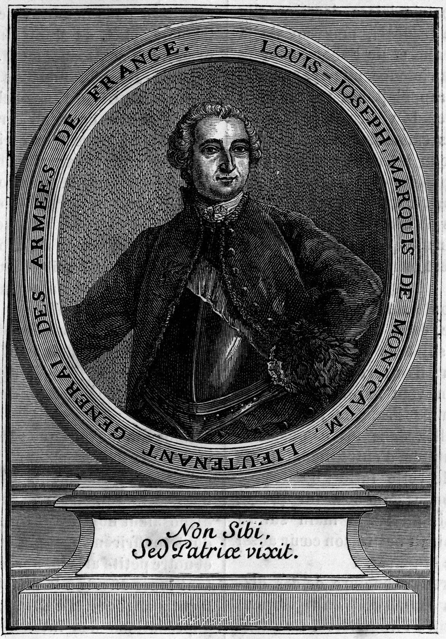 صورة لويس جوزيف ماركيز دي مونتكالم (1712-1759) ملازم أول في جيش فرنسا ، المشهور بغزو كيبيك. بواسطة فنان غير معروف