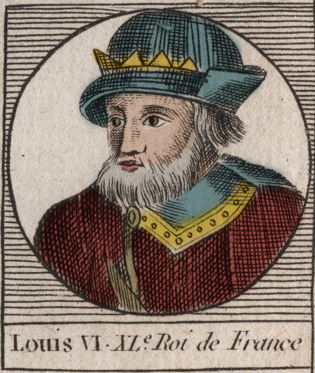 صورة شخصية للويس السادس ، تسمى The Fat - نقش من "Instruction sur l'Histoire de France" "لتشارلز كونستانت لو تيلير 1821 بواسطة فنان غير معروف