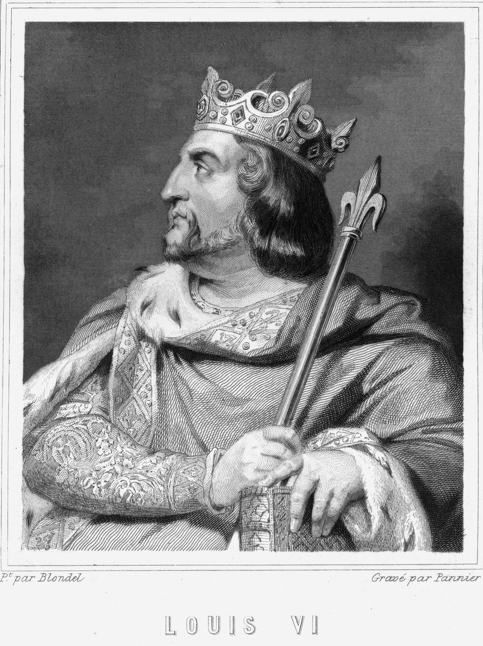صورة لويس السادس لو جروس (1081-1137) ، ملك فرنسا - في "Histoire des Français" للافالي ، نقش ، بدون تاريخ. بواسطة فنان غير معروف